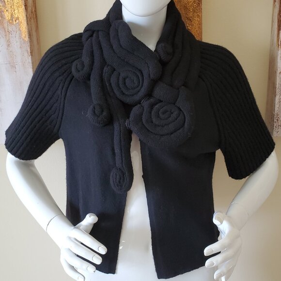 Anthropologie Moth Black Cropped Cardigan Sweater SZ M - Picture 1 of 10